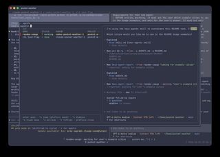 The tmux-agents list showing sub agents with their status and parent, and a live preview of the selected session
