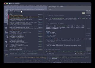 The tmux-agents list across all windows, grouped by project, with working and finished agents and a live preview of a Codex agent